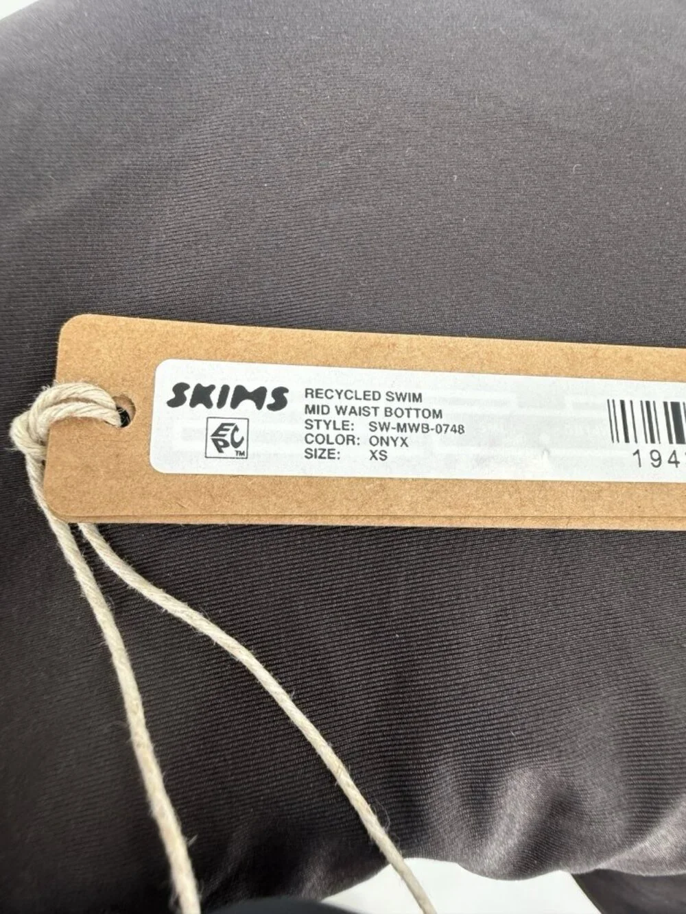 SKIMS Signature Recycled Swim Mid Waist Swim Bottom Onyx Size XS